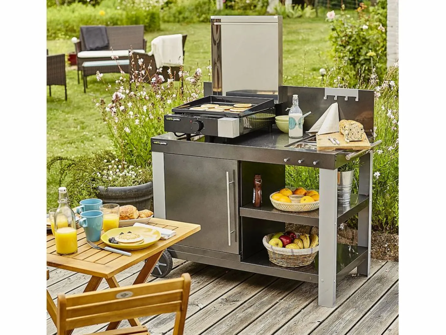 Cook'in Garden - Plancha eléctrica + tapa de hierro fundido FINESTA - 2,5 kW Negro Hot