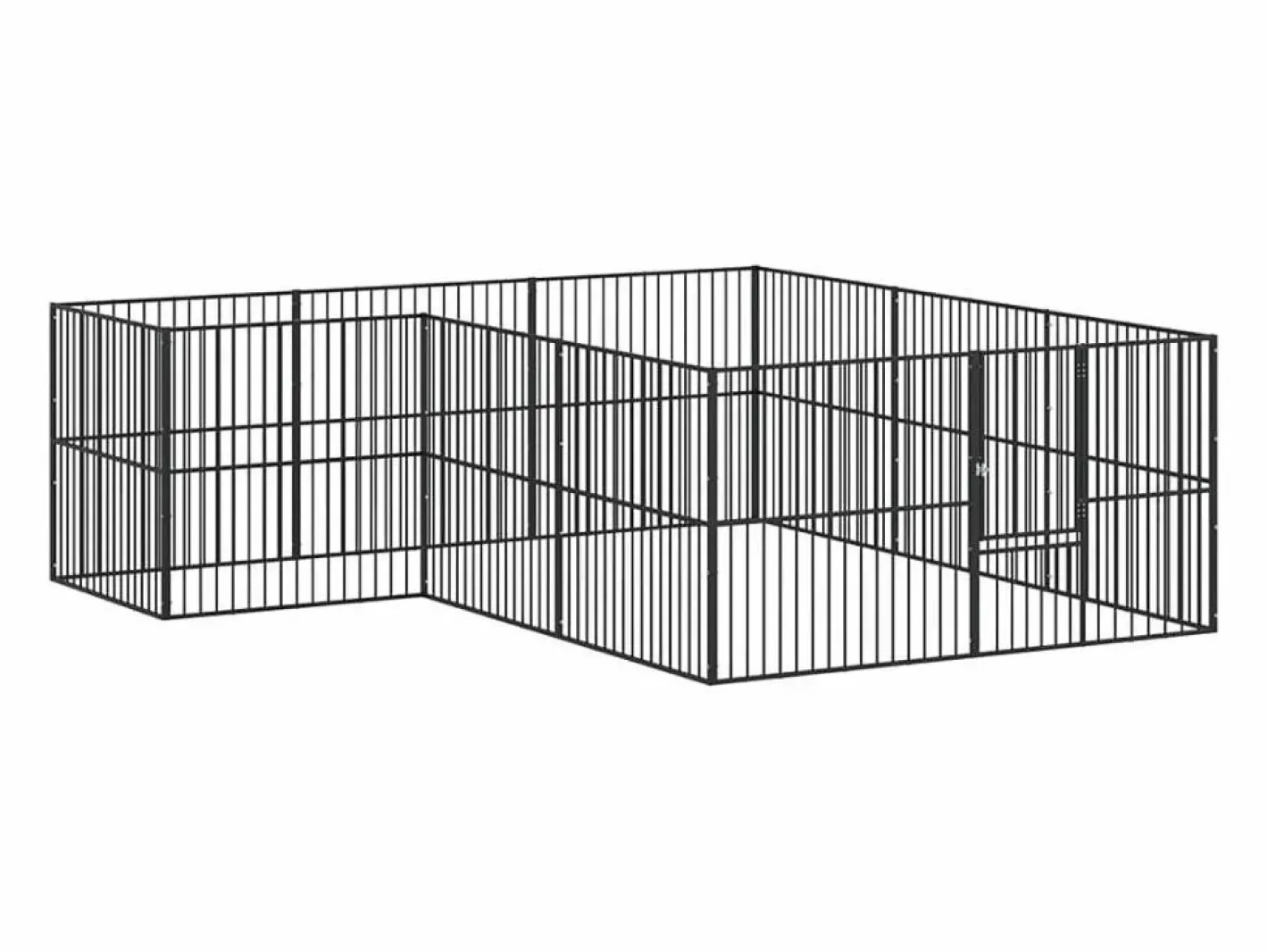 Clicnbuy Corralito para perros con 12 paneles acero galvanizado Negro Outlet