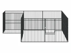 Clicnbuy Corralito para perros con 12 paneles acero galvanizado Negro Outlet