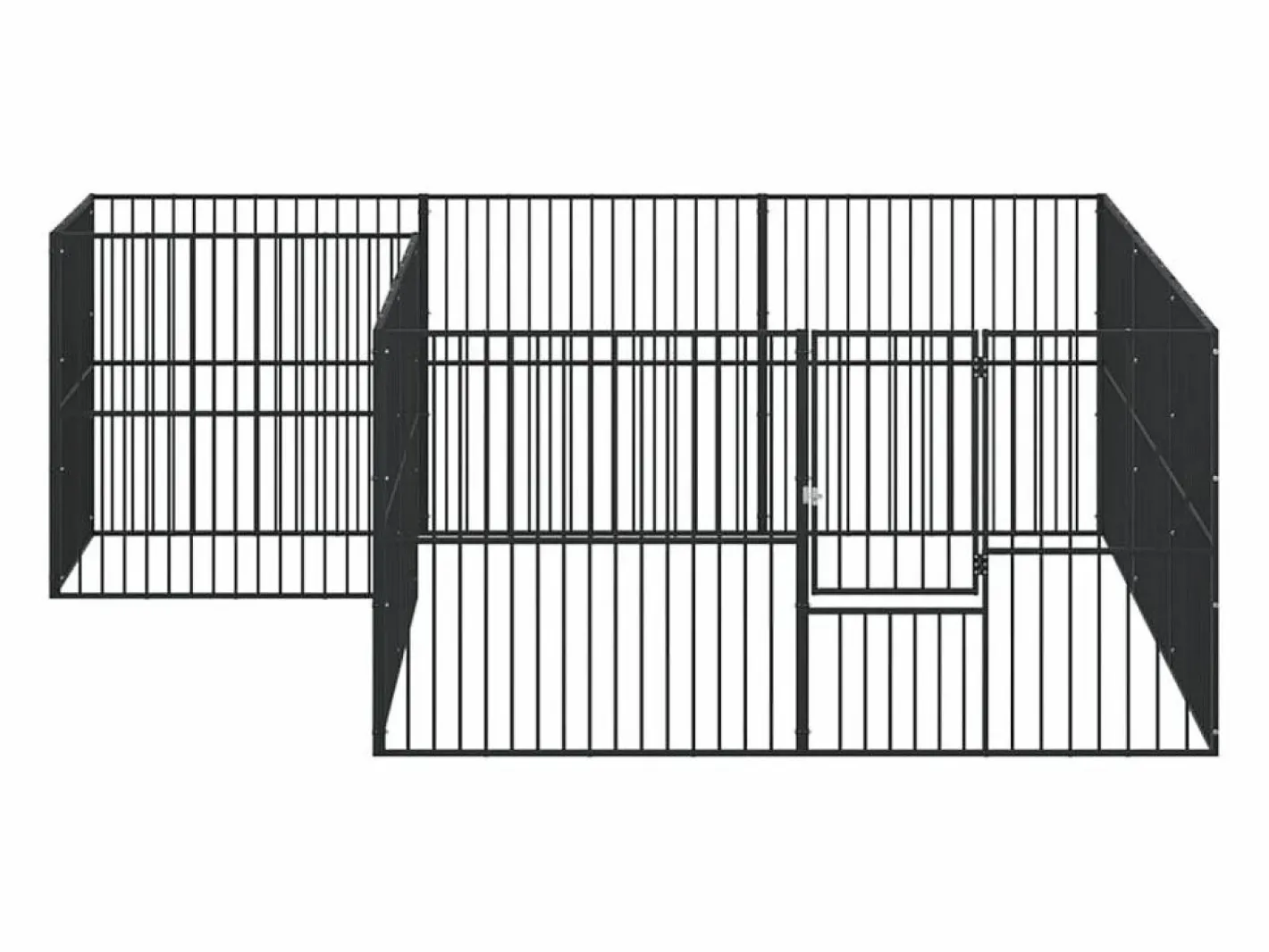 Clicnbuy Corralito para perros con 12 paneles acero galvanizado Negro Outlet
