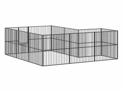 Clicnbuy Corralito para perros con 12 paneles acero galvanizado Negro Outlet