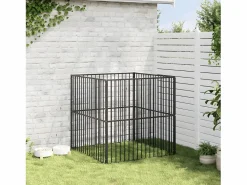 Corralito para perros con 4 paneles acero galvanizado ES851345 Negro Sale