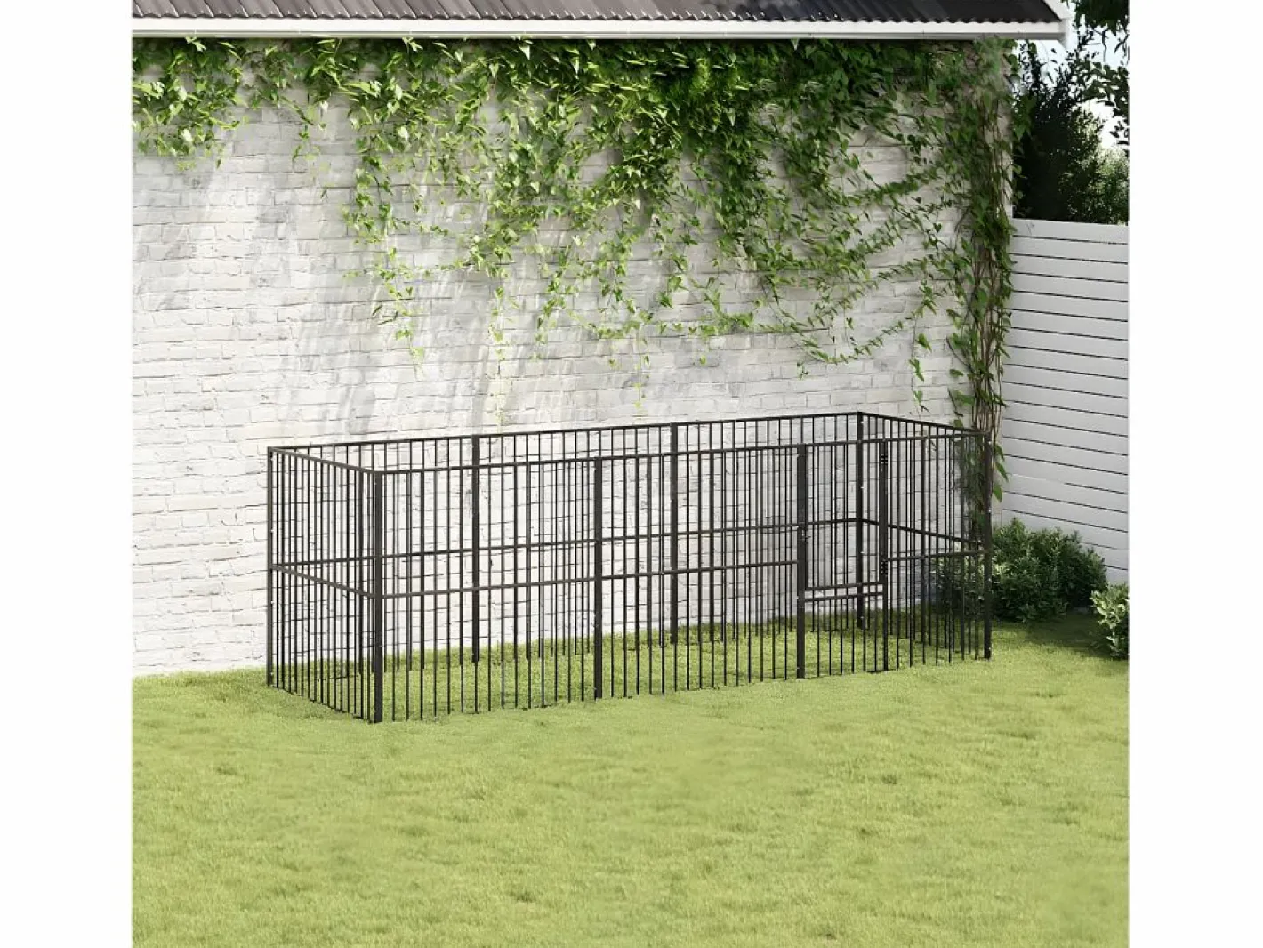 Corralito para perros con 8 paneles acero galvanizado ES945098 Negro Discount