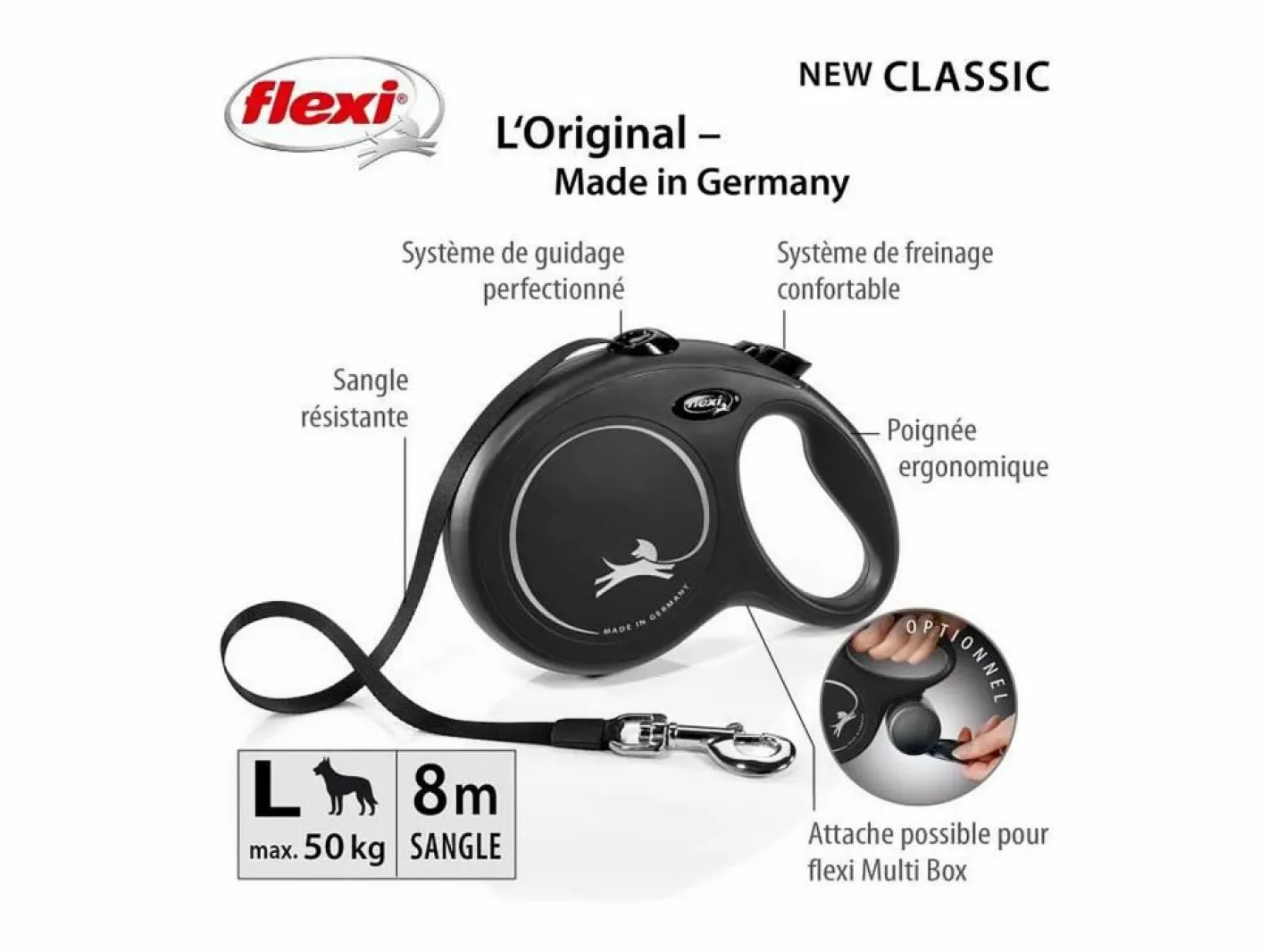 Flexi Correa L Cinta 8 m negra Multicolor Clearance