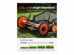 Cortacésped Manual SucceBuy con Rodillo, Ancho de Corte 45 cm, Diseño de 5 Cuchillas, Altura de Corte Ajustable de 3,5 a 6,2 cm, Bolsa de Recogida^ Best