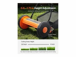 Cortacésped Manual SucceBuy, Ancho de Corte 40cm, Equipado con 5 Cuchillas de Acero, sin Motor, Altura de Corte Ajustable de 1.5 a 4.5 cm Negro Discount