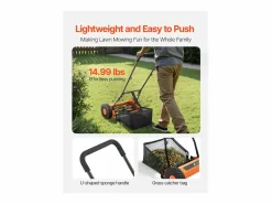 Cortacésped Manual SucceBuy, Ancho de Corte 40cm, Equipado con 5 Cuchillas de Acero, sin Motor, Altura de Corte Ajustable de 1.5 a 4.5 cm Negro Discount