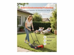 Cortacésped Manual SucceBuy, Ancho de Corte 40cm, Equipado con 5 Cuchillas de Acero, sin Motor, Altura de Corte Ajustable de 1.5 a 4.5 cm Negro Discount