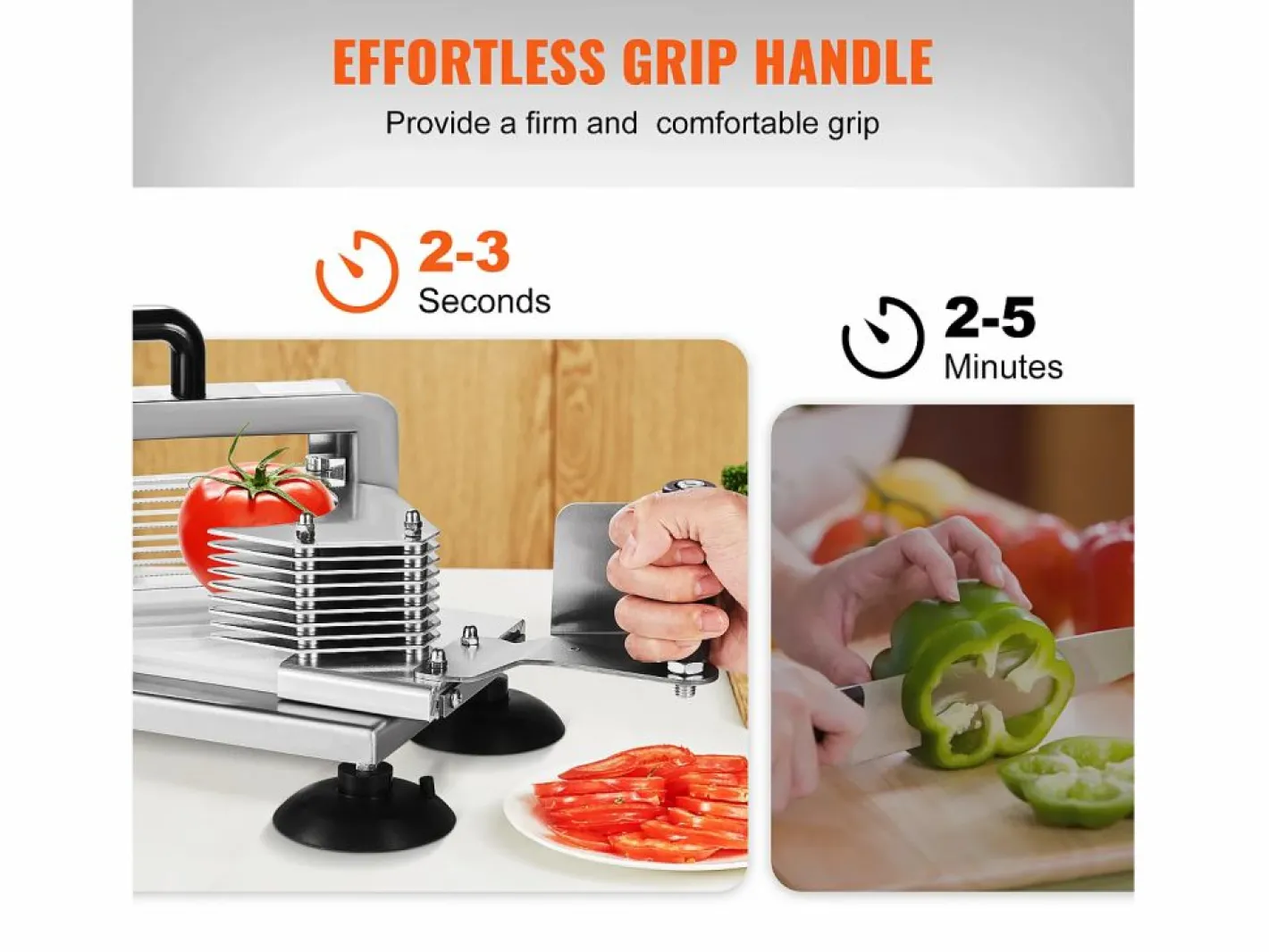 Cortador De Tomates Comercial SucceBuy 0,64 cm Cortador Manual De Tomates De Acero Inoxidable Best