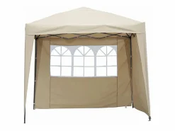 Decor Space Cortina lateral beige de 3x2m con ventanas para cenador plegable de 3x3m Blanco