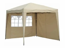 Decor Space Cortina lateral beige de 3x2m con ventanas para cenador plegable de 3x3m Blanco