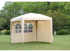 Decor Space Cortina lateral beige de 3x2m con ventanas para cenador plegable de 3x3m Blanco