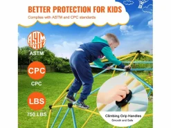 Columpio|Cúpula de Escalada SucceBuy, 366 cm, Escalador con Cúpula Geométrica, Sala de Juegos para Niños de 3 a 10 Años