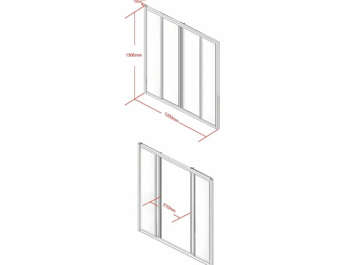 Vente-unique Cristalera Interior|Cristalera corredera de cristal templado y aluminio termolacado 120 x 130 cm RAVENA