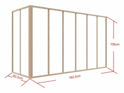 Cristalera de esquina de taller en aluminio termolacado - L180 x L60 x Alt. 105 - Natural claro - BAYVIEW^Vente-unique Online