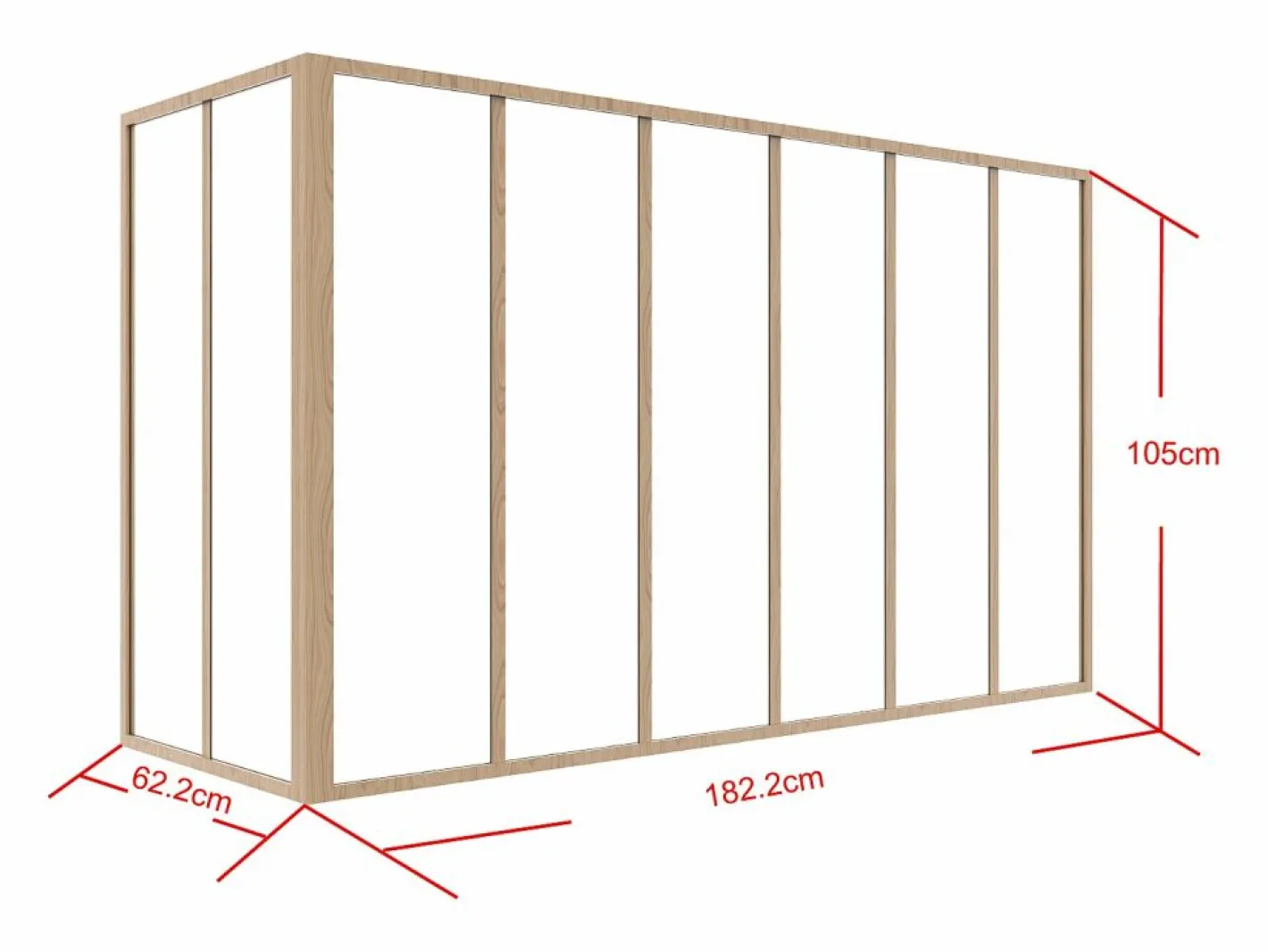 Cristalera de esquina de taller en aluminio termolacado - L180 x L60 x Alt. 105 - Natural claro - BAYVIEW^Vente-unique Online