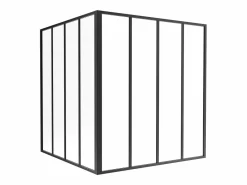 Vente-unique Cristalera de esquina de taller de aluminio termolacado - Ancho 210 x Prof. 210 x Alt. 130 - - BAYVIEW Negro Clearance