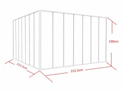 Vente-unique Cristalera de esquina de taller de aluminio lacado - Ancho 210 x Prof. 210 x Alt. 130 - - BAYVIEW Blanco Clearance