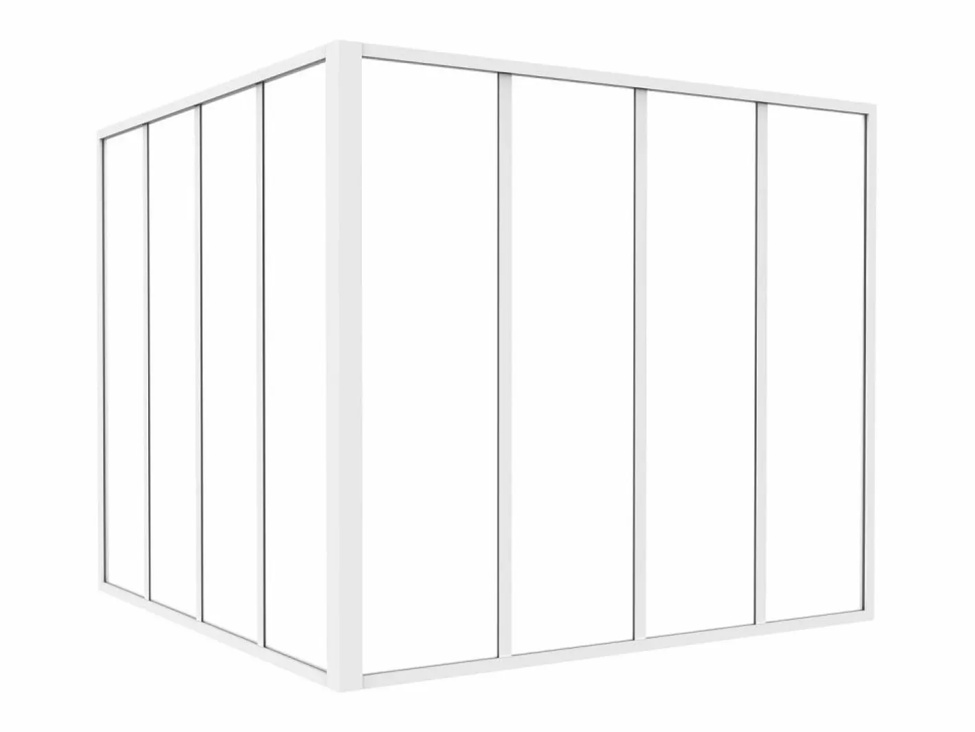 Cristalera de esquina de taller de aluminio termolacado - Ancho 210 x Prof. 60 x Alt. 130 - Negro - BAYVIEW^Vente-unique Sale
