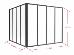 Vente-unique Cristalera Interior|Cristalera de esquina de aluminio termolacado - Ancho 150 x Prof. 150 x Alt. 130 - blanco - BAYVIEW