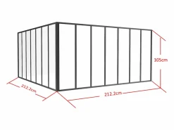 Cristalera de esquina de taller de aluminio termolacado - Ancho 210 x Prof. 210 x Alt. 105 - - BAYVIEW^Vente-unique