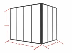 Vente-unique Cristalera Interior|Cristalera de esquina de taller de aluminio lacado - L120 x L90 x Alt. 105 - - BAYVIEW