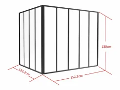 Vente-unique Cristalera de esquina de taller de aluminio lacado - Ancho 210 x Prof. 210 x Alt. 105 - blanco - BAYVIEW Negro Online