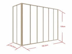 Vente-unique Cristalera de esquina de taller de aluminio termolacado - L180 x L60 x Alt. 130 - Natural claro - BAYVIEW Color natural claro Online