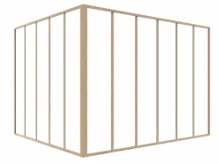 Vente-unique Cristalera de esquina de taller de aluminio termolacado 180 x 150 x 130 cm Natural claro BAYVIEW Color natural claro