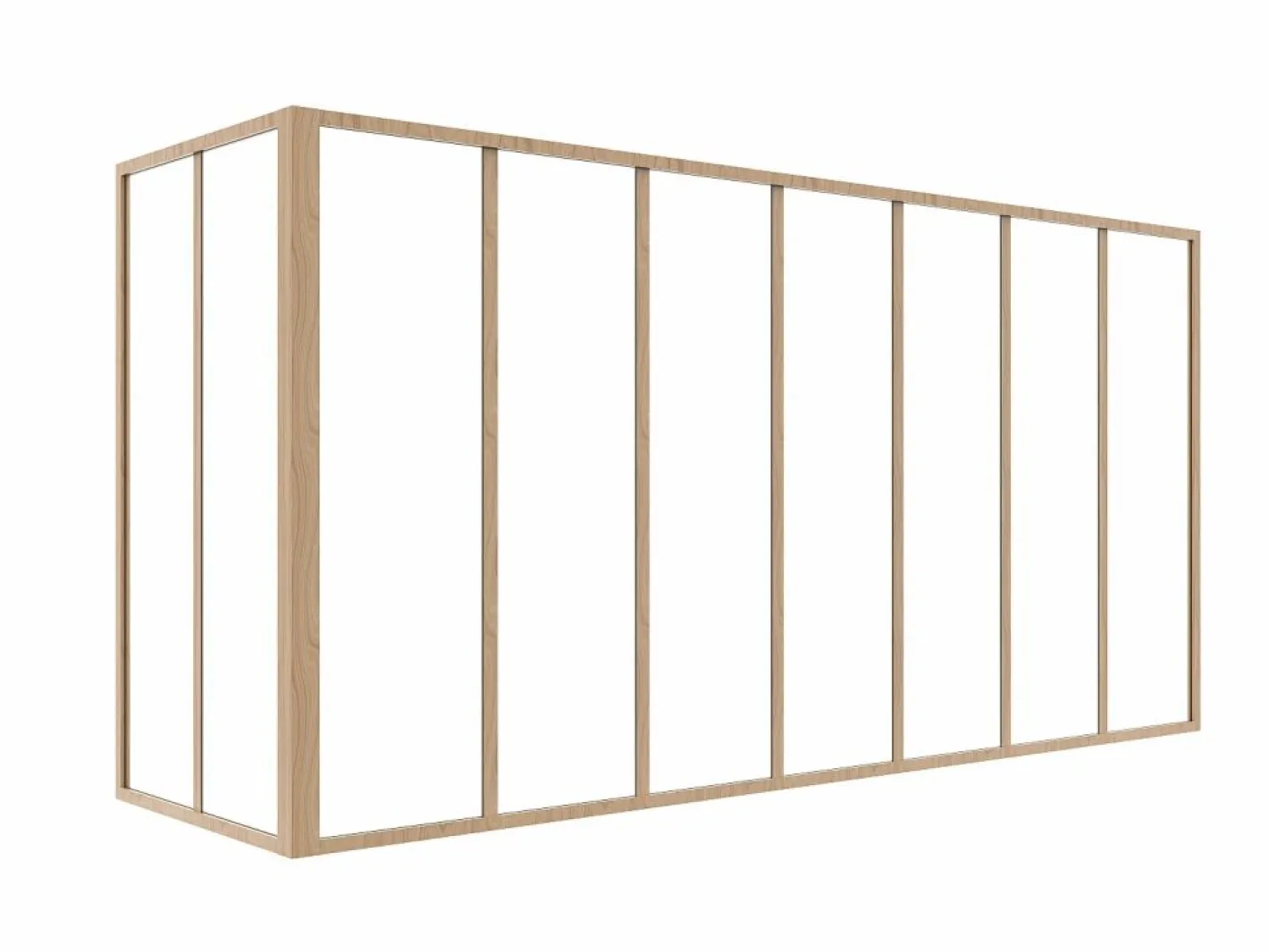 Vente-unique Cristalera de esquina de taller de aluminio termolacado - L210 x L60 x Alt. 105 - Natural claro - BAYVIEW Color natural claro Online