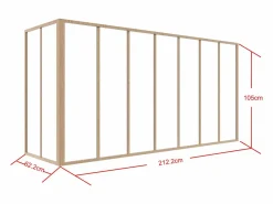 Vente-unique Cristalera de esquina de taller de aluminio termolacado - L210 x L60 x Alt. 105 - Natural claro - BAYVIEW Color natural claro Online