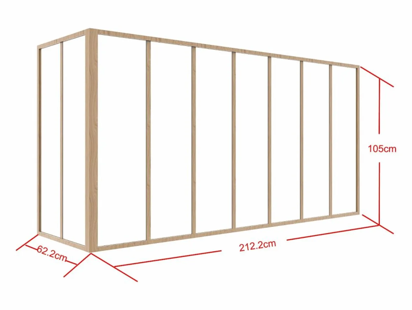 Vente-unique Cristalera de esquina de taller de aluminio termolacado - L210 x L60 x Alt. 105 - Natural claro - BAYVIEW Color natural claro Online