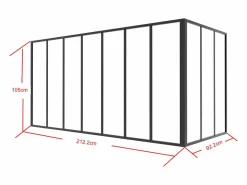 Cristalera de esquina de taller de aluminio termolacado - L210 x L90 x Alt. 105 - - BAYVIEW^Vente-unique Online