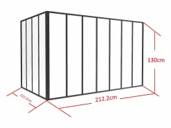 Vente-unique Cristalera Interior|Cristalera de esquina de taller de aluminio termolacado - Ancho 210 x Prof. 60 x Alt. 105 - - BAYVIEW