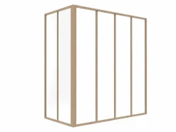 Vente-unique Cristalera Interior|Cristalera de esquina de taller en aluminio termolacado - L120 x L60 x Alt. 130 - Natural claro - BAYVIEW
