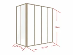 Vente-unique Cristalera Interior|Cristalera de esquina de taller en aluminio termolacado - L120 x L60 x Alt. 130 - Natural claro - BAYVIEW