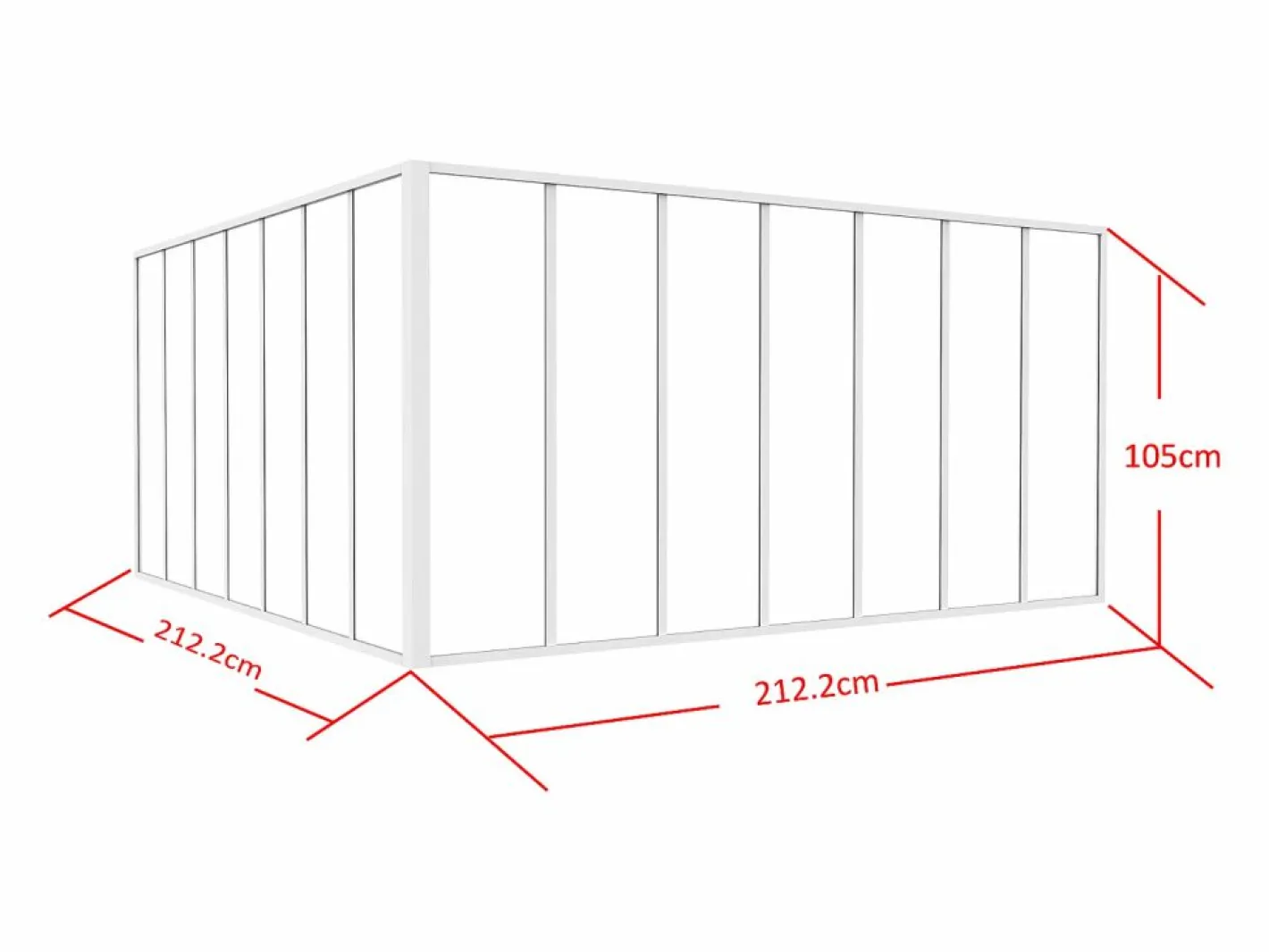 Vente-unique Cristalera Interior|Cristalera de esquina de taller de aluminio lacado - Ancho 210 x Prof. 210 x Alt. 105 - - BAYVIEW