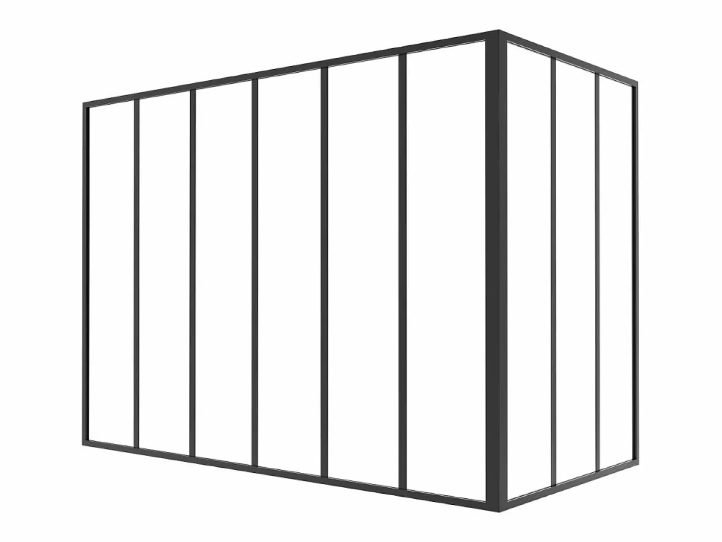 Vente-unique Cristalera de esquina de taller de aluminio termolacado - L180 x L90 x Alt. 130 - - BAYVIEW Negro Best