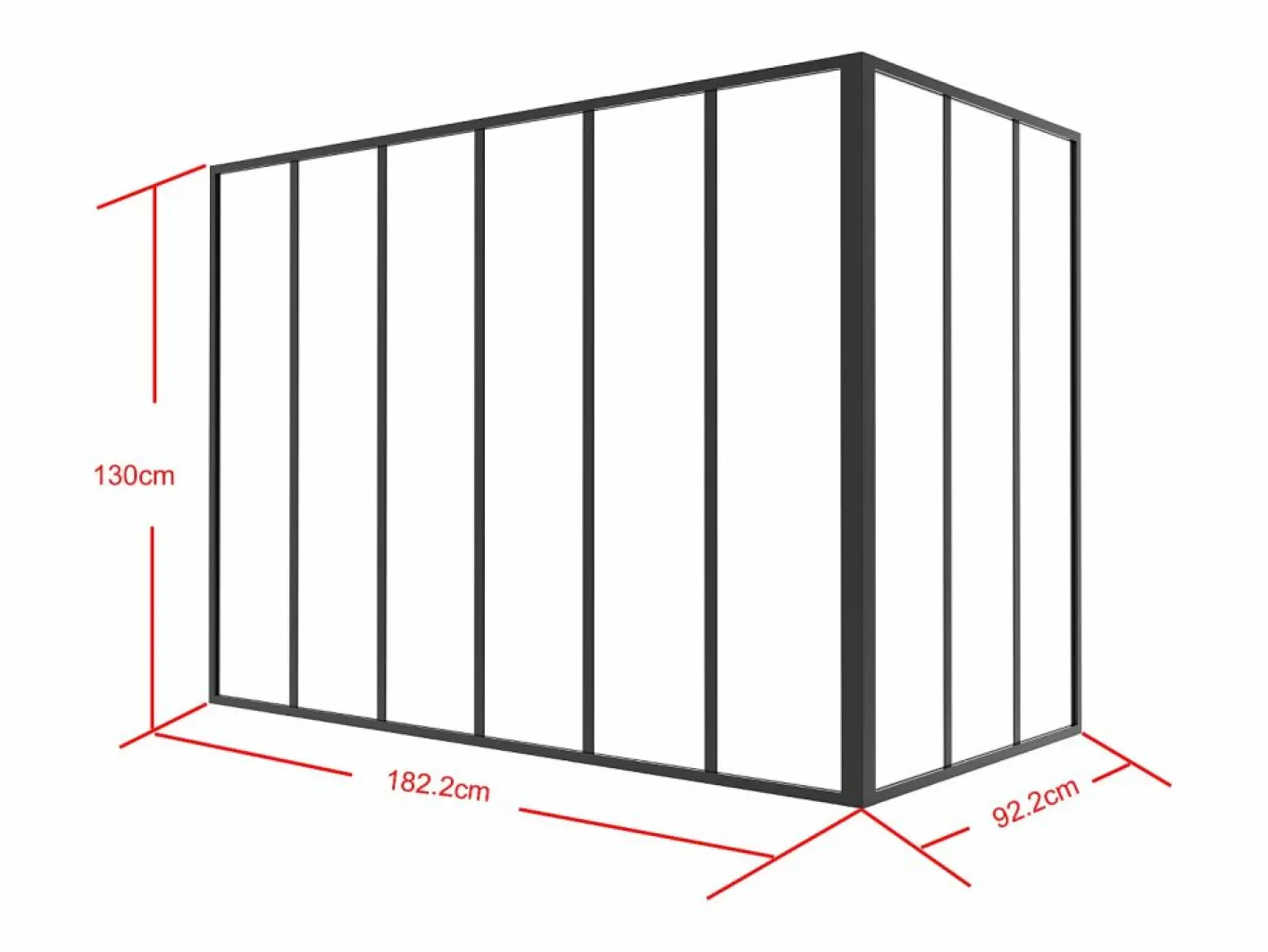 Vente-unique Cristalera de esquina de taller de aluminio termolacado - L180 x L90 x Alt. 130 - - BAYVIEW Negro Best