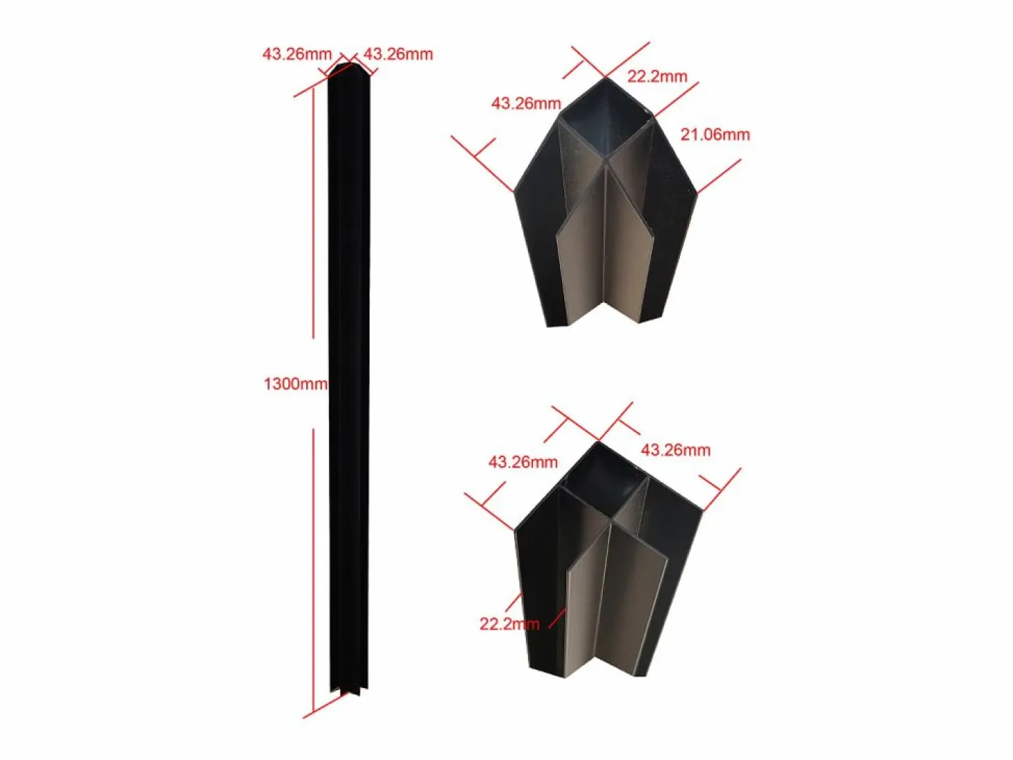 Vente-unique Cristalera de esquina de taller de aluminio termolacado - L180 x L90 x Alt. 130 - - BAYVIEW Negro Best