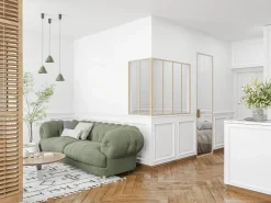 Vente-unique Cristalera Interior|Cristalera de esquina tipo taller de aluminio termolacado - L120 x L60 x H105 - Natural claro - BAYVIEW