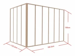 Cristalera de esquina tipo taller de aluminio termolacado 180 x 120 x130 cm Natural claro BAYVIEW^Vente-unique Outlet