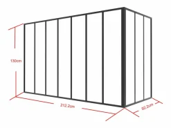 Vente-unique Cristalera Interior|Cristalera de taller de aluminio termolacado - L210 x L90 x A130 - - BAYVIEW