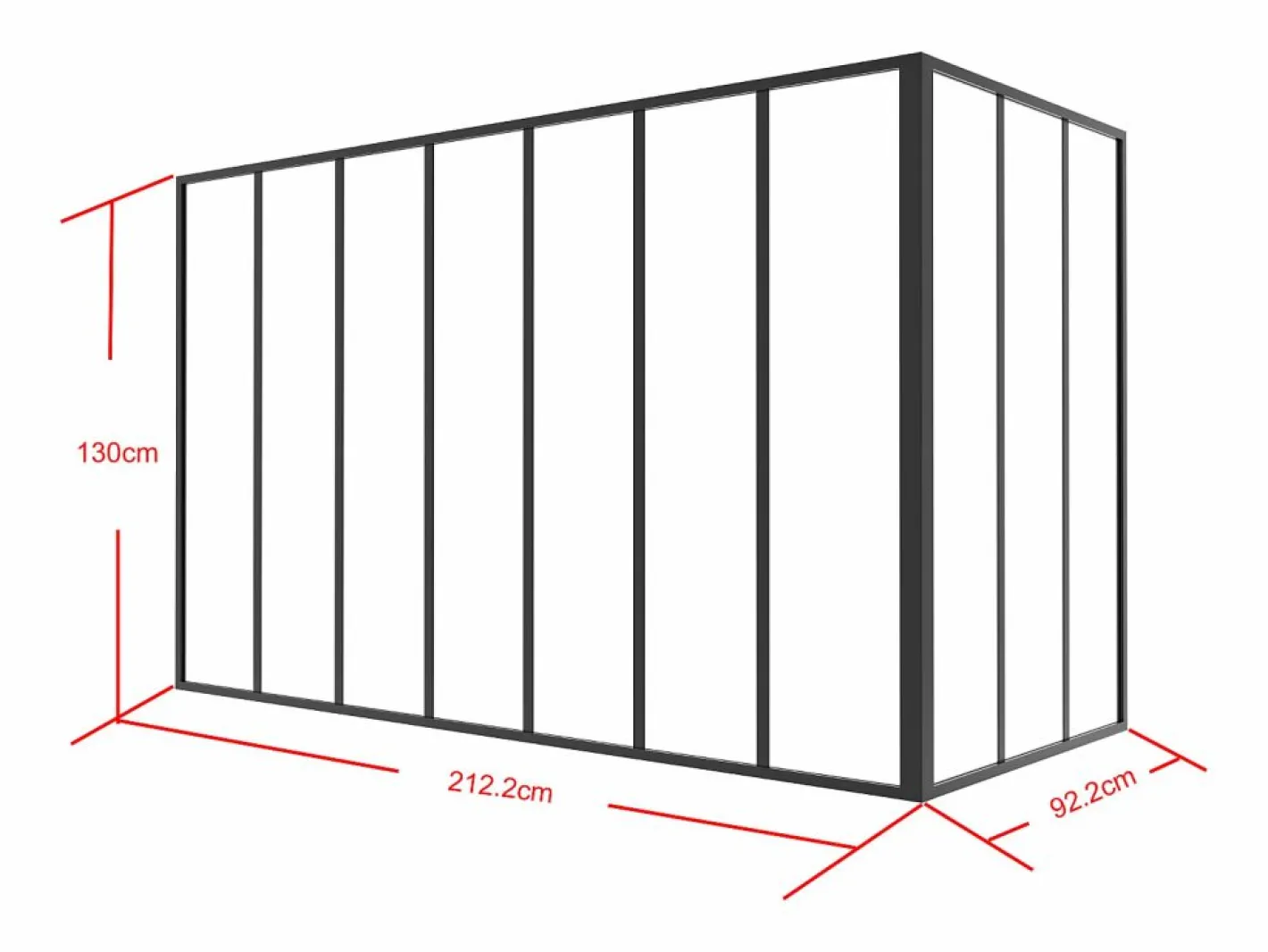 Vente-unique Cristalera Interior|Cristalera de taller de aluminio termolacado - L210 x L90 x A130 - - BAYVIEW