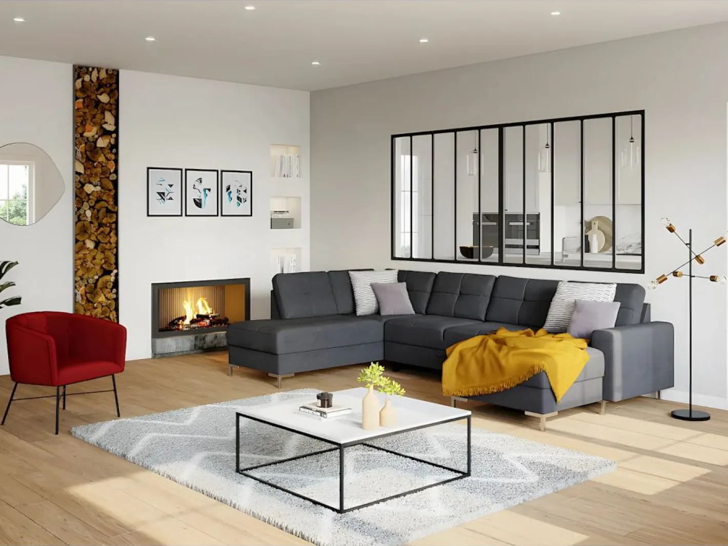 Vente-unique Cristalera estilo atelier BAYVIEW aluminio 150x130 Negro Sale