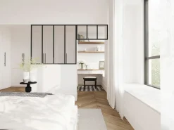 Vente-unique Cristalera Interior|Cristalera estilo taller con travesaño, Ancho 120 x Alt. 105 + Ancho 83 x Alt. 40 cm, , BAYVIEW