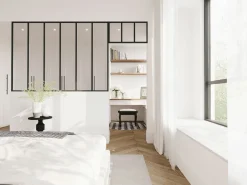 Cristalera estilo taller con travesaño, Ancho 180 x Alt. 130 + Ancho 73 x Alt. 40 cm, , BAYVIEW^Vente-unique Best
