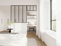 Vente-unique Cristalera estilo taller con travesaño, Ancho 120 x Alt. 130 + Ancho 73 x Alt. 40 cm, , BAYVIEW Negro Online