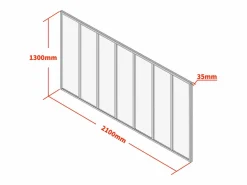 Vente-unique Cristalera taller de aluminio con recubrimiento termolacado y vidrio esmerilado 210x130 cm BAYVIEW Negro Outlet