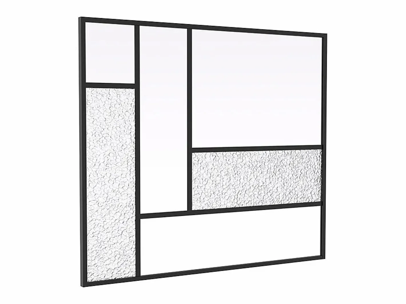 Vente-unique cristalera tipo taller de diseño en aluminio lacado - L150 x H130 - FAIRVIEW Negro Hot